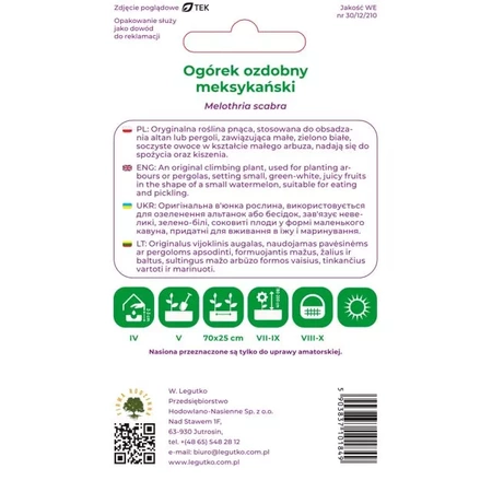 Ogórek Ozdobny Meksykański – 0,5 g Legutko