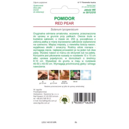 Pomidor Gruntowy 'Red Pear' – 0,5 g Legutko
