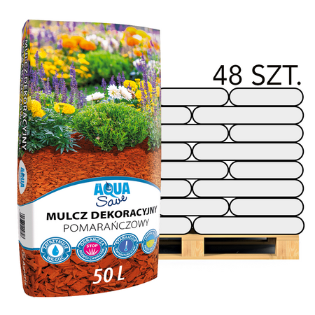 Mulcz Dekoracyjny Aqua Save – Pomarańczowy – Paleta 48x50 l Agaris
