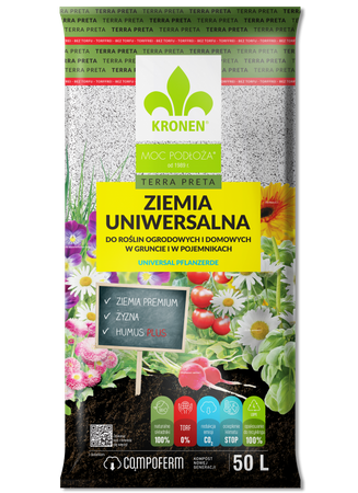 Ziemia Uniwersalna Bez Torfu Terra Preta – Paleta 45x50 l Kronen