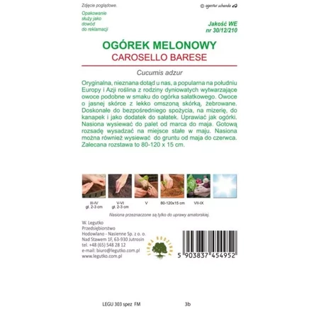 Ogórek Melonowy 'Carosello Barese' – 2 g Legutko