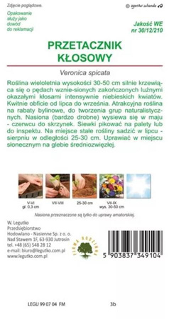 Przetacznik kłosowy – niebieski – 0,1 g Legutko