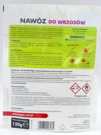 Nawóz do wrzosów w proszku rozpuszczalny – wspiera kwitnienie i wzmacnia odporność roślin 150 g Target