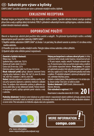 Podłoże do siewu i pikowania z nawozem NPK – 20 l Compo