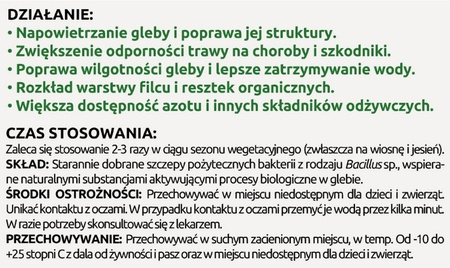AeroGrass – aerator biologiczny do trawnika (napowietrza glebę) – 50 gram – 250 m² Vegano