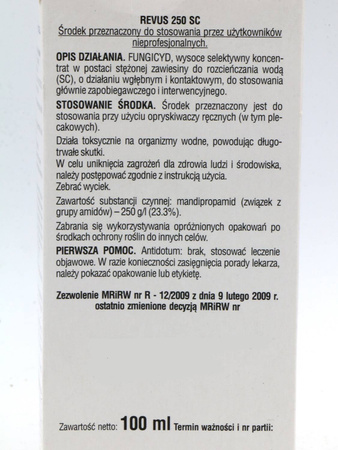 Revus 250 SC – Na Zarazę i Mączniaka Rzekomego – 100 ml Sumin