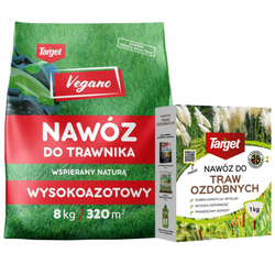 Wysokoazotowy nawóz Vegano 8 kg + nawóz do traw ozdobnych Target 1 kg (ZESTAW)