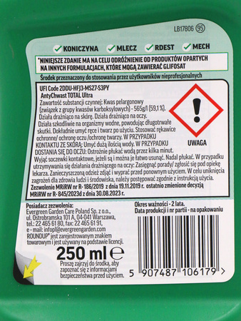 Roundup® AntyChwast TOTAL Ultra koncentrat bez glifosatu – zwalcza chwasty – 250 ml