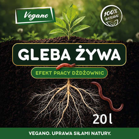 Gleba Żywa (efekt pracy dżdżownic) wermikompost w płynie do warzyw, owoców, trawnika i roślin ozdobnych – 20 l Vegano