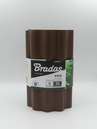 Obrzeże Trawnikowe Faliste BRĄZOWE – 25 cm x 9 m Bradas