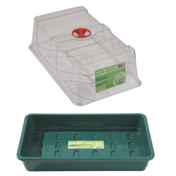 Zestaw Duża taca ogrodowa zielona bez otworów G132G + duża pokrywka z wysoką kopułą G137 Garland