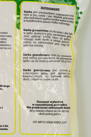 Siarka granulowana – do zakwaszania gleby i dezynfekcji szklarni – 1 kg Ogród Start