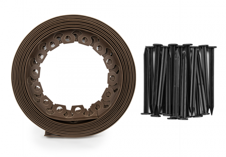 Obrzeże Trawnikowe BRĄZOWE + Kotwy – 4 cm x 10 m Bradas