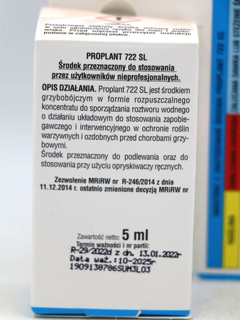 Proplant 722 SL Zwalcza Fytoftorozę, Zgorzel Zgnilakową, Mączniaka Rzekomego – 5 ml Sumin