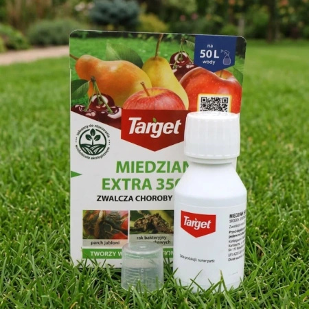  Miedzian Extra 350 SC do jabłoni, gruszy, wiśni i czereśni – parch jabłoni, zaraz ogniowa i rak bakteryjny – 100 ml Target