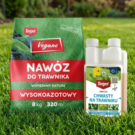 Nawóz wysokoazotowy 8 kg Vegano + Starane Trawniki 250 ml (ZESTAW)