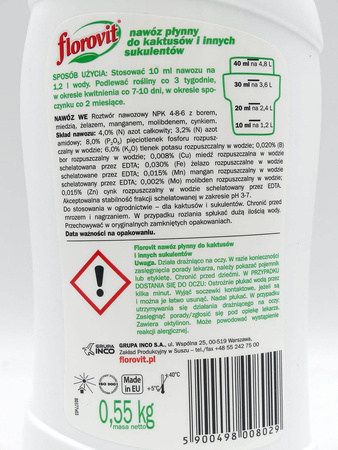 Nawóz Do Kaktusów i Sukulentów – 0,5 l Florovit Florowit