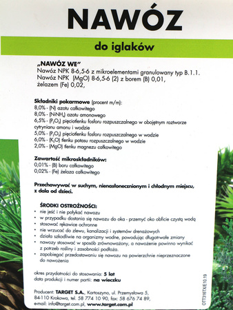 Nawóz do iglaków i tui z mikroelementami – zapobiega brązowieniu igieł  – 4 kg Target