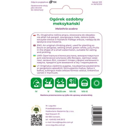 Ogórek Ozdobny Meksykański – 0,5 g Legutko