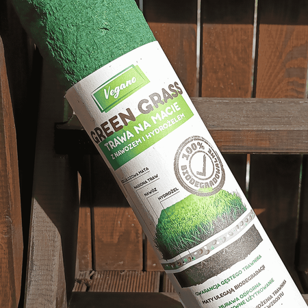 GreenGrass trawa na macie (rolka) z nawozem i hydrożelem 3 x 0,5 x 8 m (12 m²) Vegano