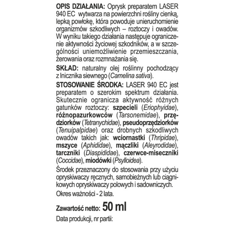 Laser 940 EC na szkodniki w warzywach i roślinach ozdobnych – 50 ml Sumin