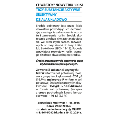 Chwastox Nowy Trio 390 SL – zwalcza chwasty na trawnikach – 20 ml Target
