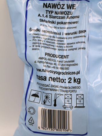 Siarczan amonu – nawóz do warzyw strączkowych  i innych – 2 kg Ogród Start