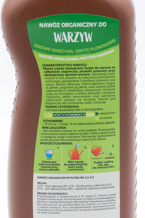 Ekologiczny nawóz do warzyw w płynie (pomidorów, papryki, ogórków, bakłażana, dyni, kapustnych) – 1 l Target