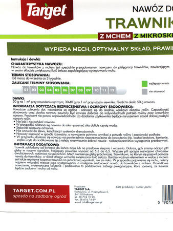 Nawóz Do Trawnika z Mchem – 4 kg Target