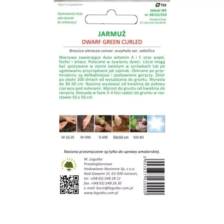 Jarmuż 'Dwarf Green Curled' – 1 g Legutko