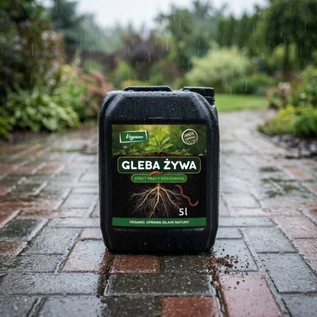 Gleba Żywa (efekt pracy dżdżownic) wermikompost w płynie do warzyw, owoców, trawnika i roślin ozdobnych – 5 l Vegano