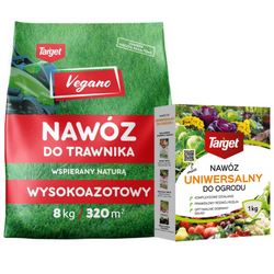 Wysokoazotowy nawóz Vegano 8 kg + nawóz uniwersalny do ogrodu Target 1 kg (ZESTAW)