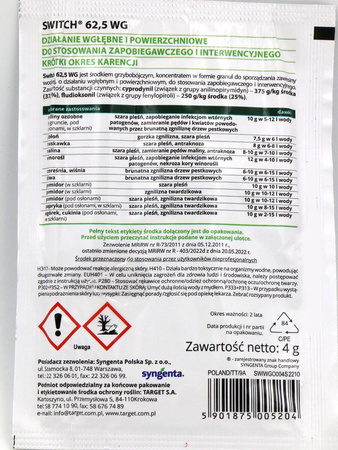 Switch 62,5 WG – Zwalcza Szarą Pleśń i Inne Choroby Roślin Ozdobnych – 4 g Target