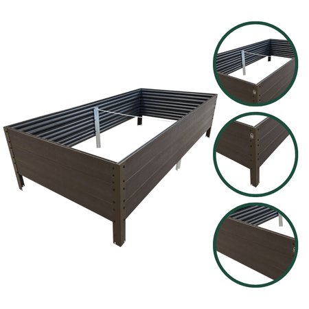 Warzywniak – podwyższona grządka – brąz GPPS – Vegano – 150 x 75 x 30 cm