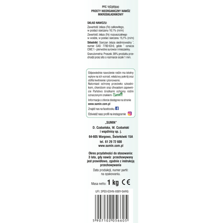 Siarczan żelaza  – nawóz do roślin ozdobnych – 1 kg Sumin
