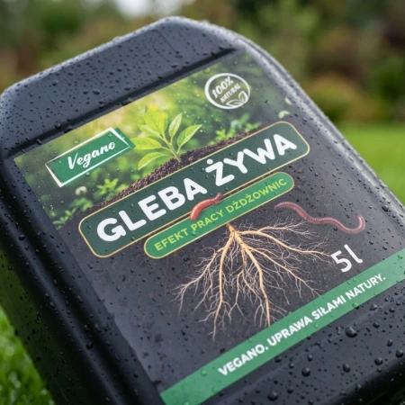 Gleba Żywa (efekt pracy dżdżownic) wermikompost w płynie do warzyw, owoców, trawnika i roślin ozdobnych – 10 l Vegano