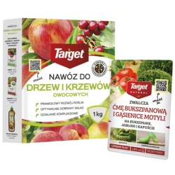 Lepinox Plus na ćmę bukszpanową – 10 g Target + Nawóz do drzew i krzewów owocowych – 1 kg Target (ZESTAW)