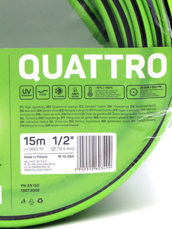 Wąż Ogrodowy QUATTRO – 1/2'' 15 m – 10-064 Cellfast