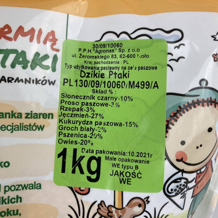 Ziarna Dla Ptaków – Dzieci Karmią Dzikie Ptaki – 1 kg Agronas