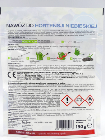 Nawóz do hortensji niebieskiej w proszku (rozpuszczalny) – wzmacniający kolor – 150 g Target