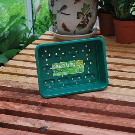 Zestaw: Mała pokrywka do tacy wysiewowej + Mała taca do wysiewu z otworami – zielona - Garland - 23x17 cm