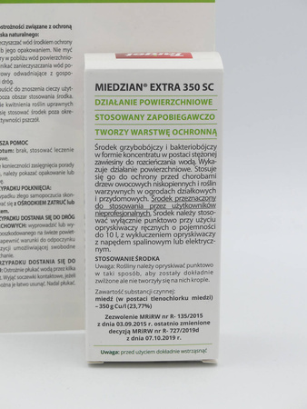 Miedzian Extra 350 SC do jabłoni, gruszy, wiśni i czereśni – parch jabłoni, zaraz ogniowa i rak bakteryjny – 30 ml Target