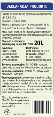 Bio Aqua Depot ziemia uniwersalna – do roślin w domu, ogrodzie i na balkonie – 20 l Compo