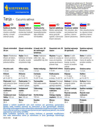 Ogórek 'Tanja' – Szklarniowy – Kiepenkerl