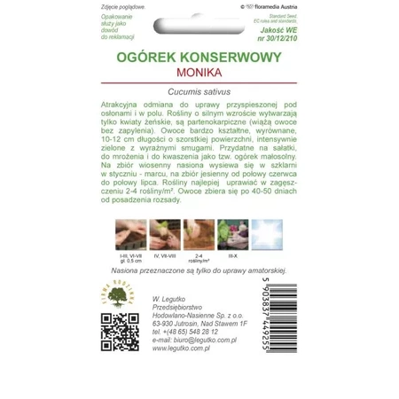 Ogórek Konserwowy 'Monika' – 1 g Legutko