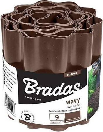 Obrzeże Trawnikowe Faliste BRĄZOWE – 10 cm x 9 m Bradas