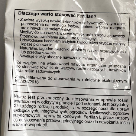 Nawóz Naturalny Z Wełną Owczą – Uniwersalny – 4 kg Fertilan L