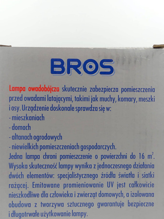 Lampa Owadobójcza UV – Na Komary, Muchy, Meszki i Osy – Bros