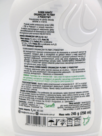 Nawóz organiczny z pokrzywy płynny – zwalcza szkodniki – 250 ml Sumin