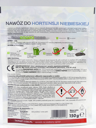 Nawóz do hortensji niebieskiej w proszku (rozpuszczalny) – wzmacniający kolor – 150 g Target